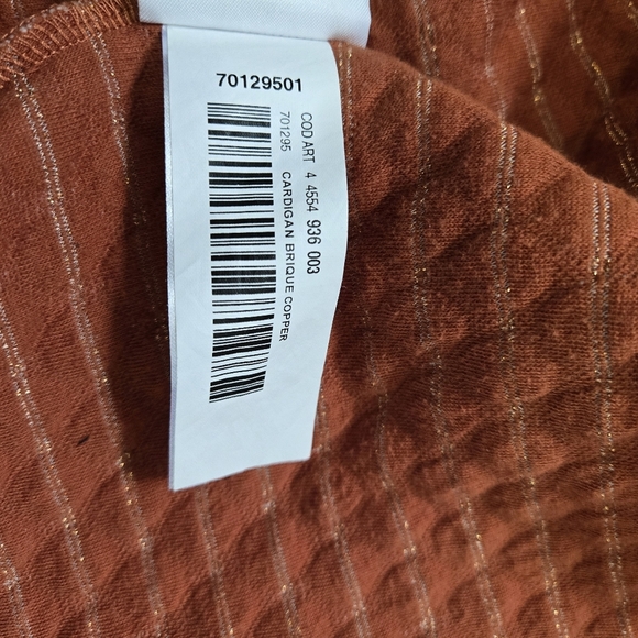 CYRILLUS Paris Rusted Orange Quilted Cotton Sweater Jacket. Size M - Picture 9 of 12